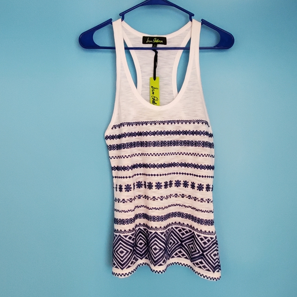 NEW Sam Edelman Tank Top Size XS White Embroidered